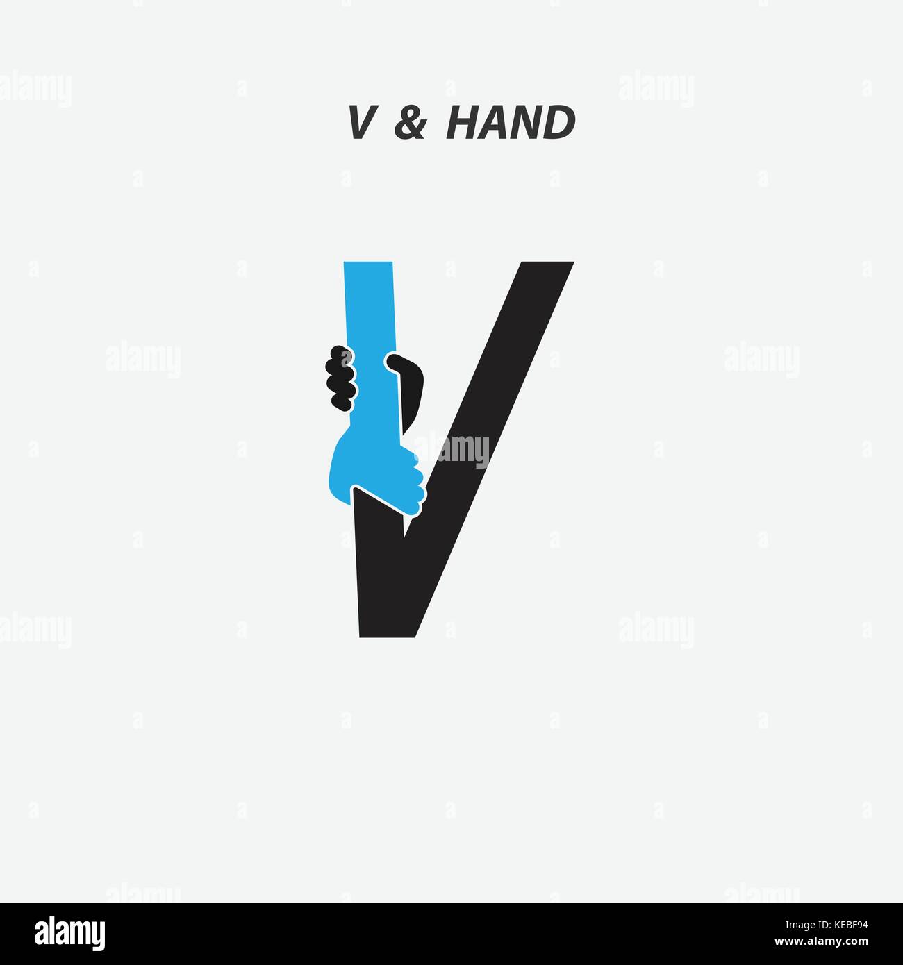 V Letter Abstract Icon Hands Logo Design Vector Template Italic Style Business Offer