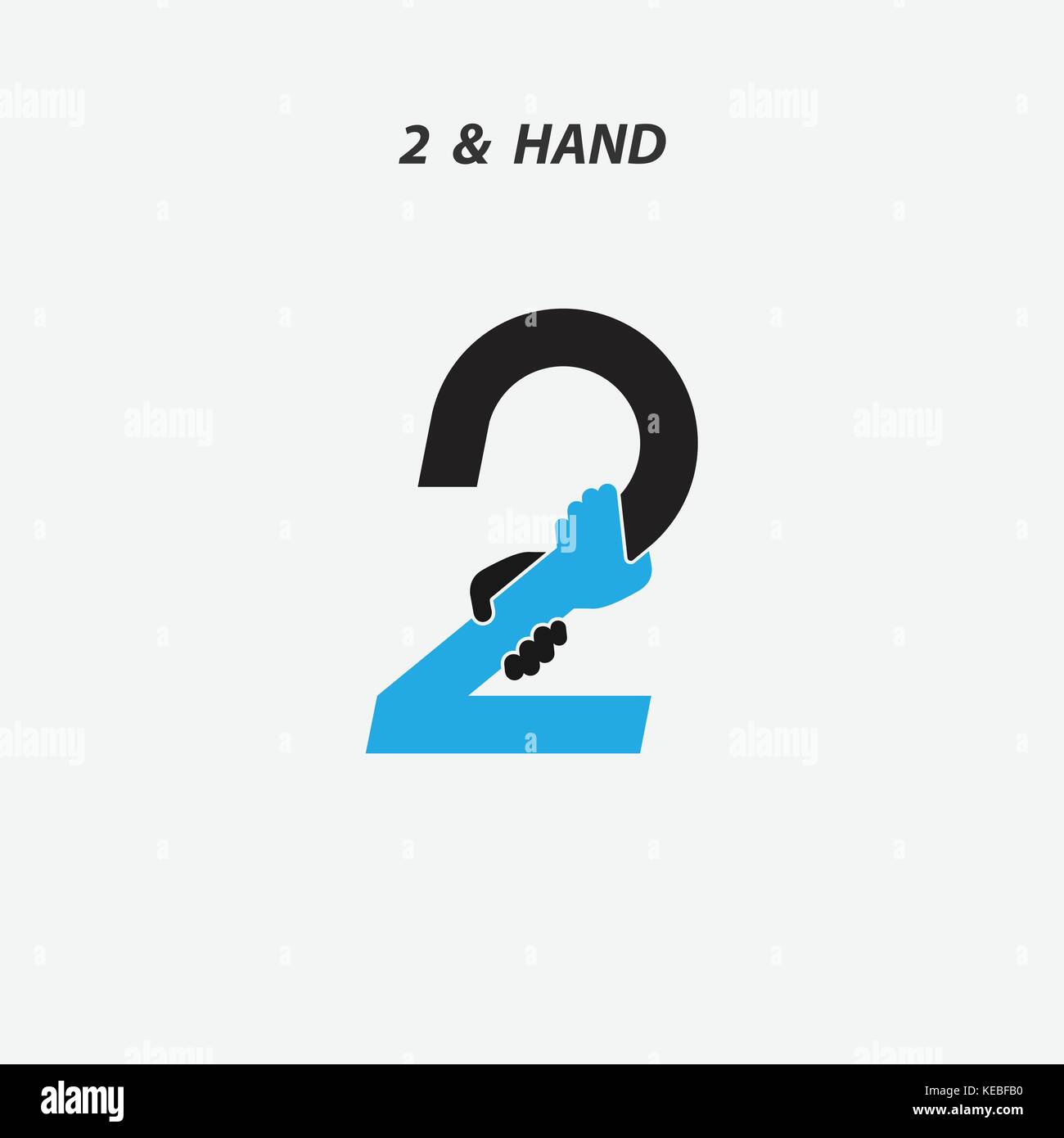 Creative 2- Number icon abstract and hands icon design vector template ...