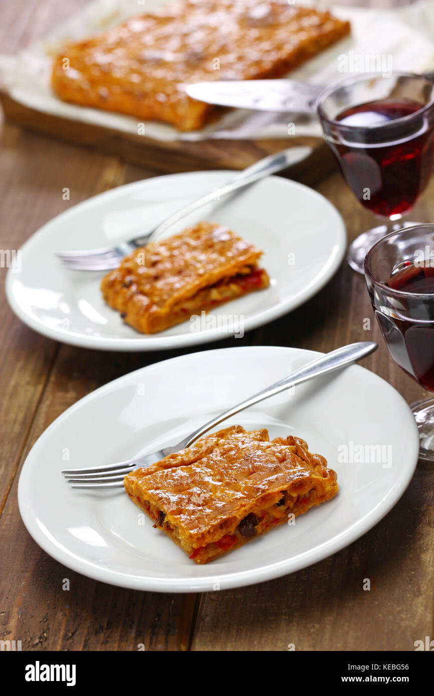 galician style homemade tuna empanada, empanada gallega de bonito Stock
