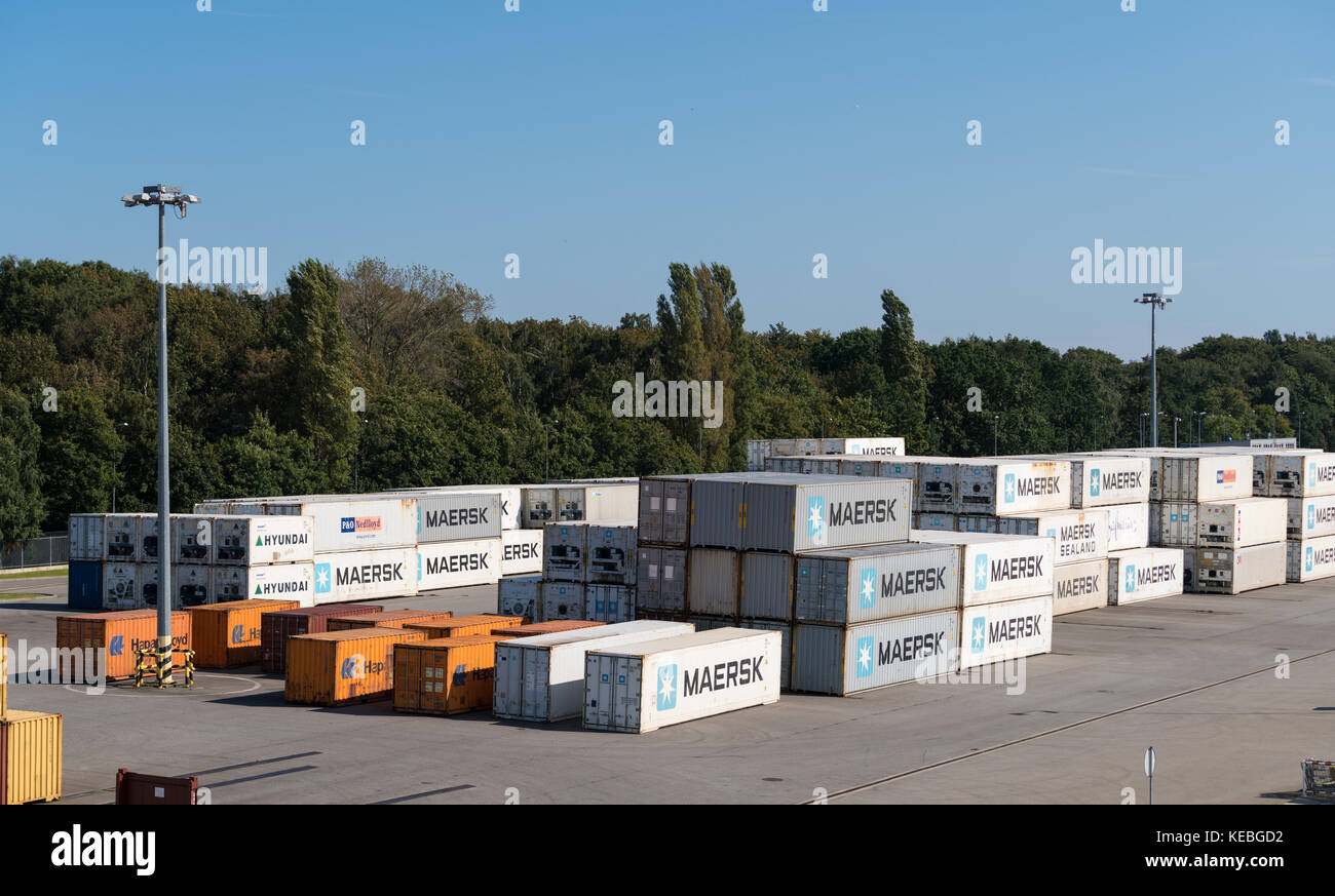 Maersk shipping containers in Gdansk, Poland Stock Photo Alamy
