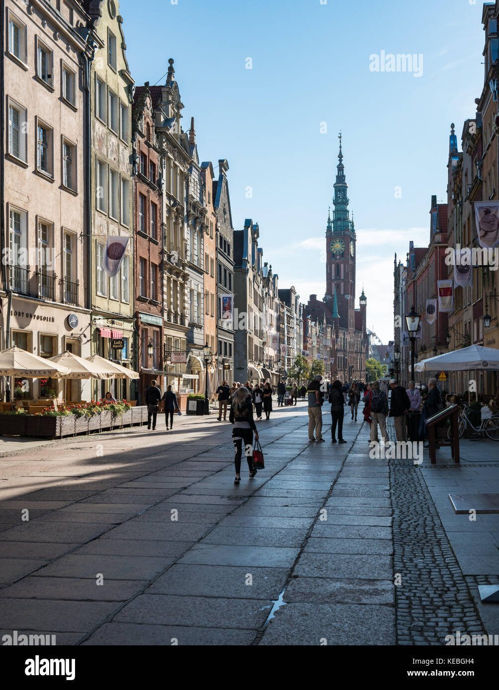 Tourists on Long Lane in Gdansk, Poland Stock Photo