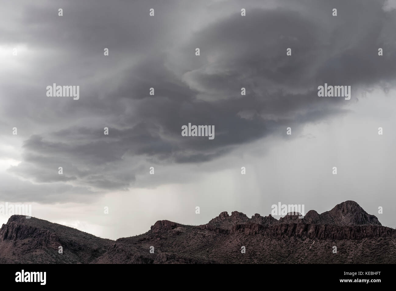 Dramatic Skies over Tucson Mountains, Tucson, Arizona, USA Stock Photo