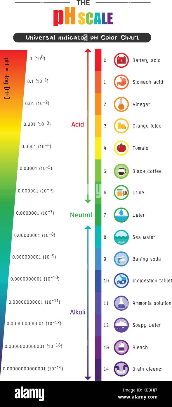 The pH scale Universal Indicator pH Color Chart diagram ...