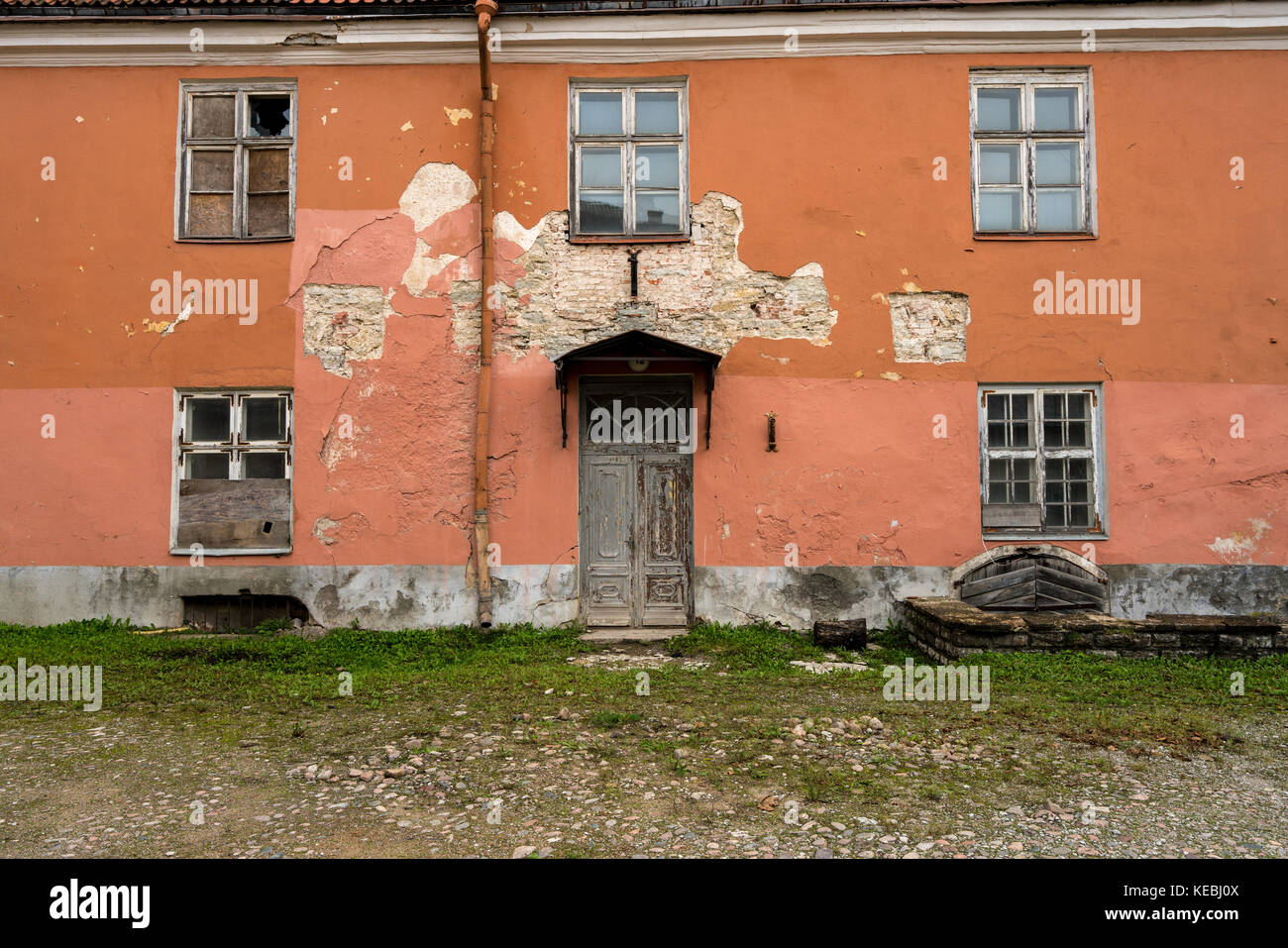 Ruined old home or house in Tallinn, Estonia Stock Photo