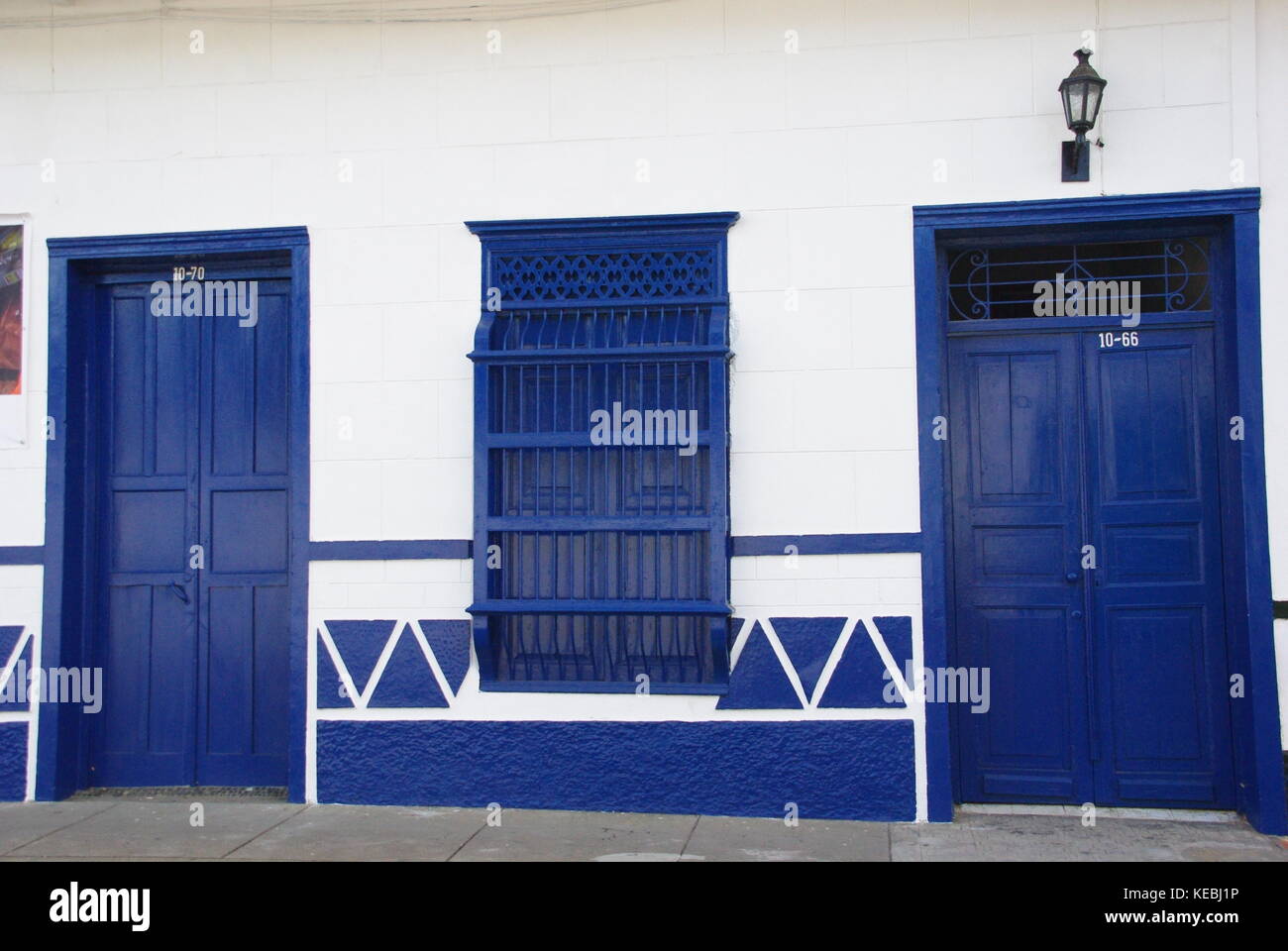 A Blue and White House, Santa Fe De Antioquia, Colombia Stock Photo
