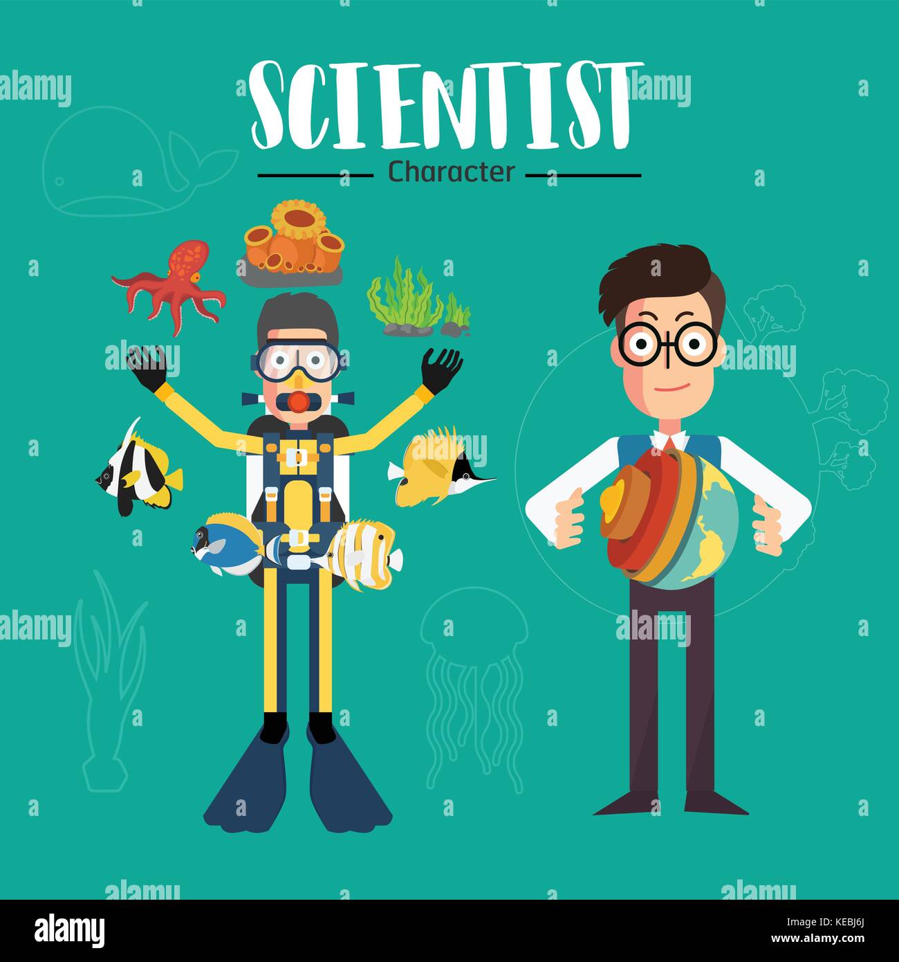Scientist character vector illustration set Stock Vector Image & Art ...