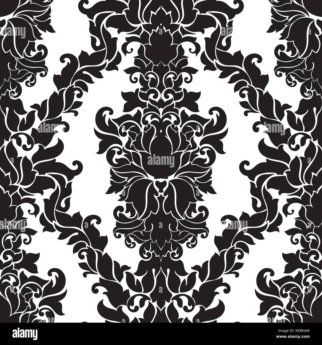 Seamless abstract damask pattern. Black and white vector background