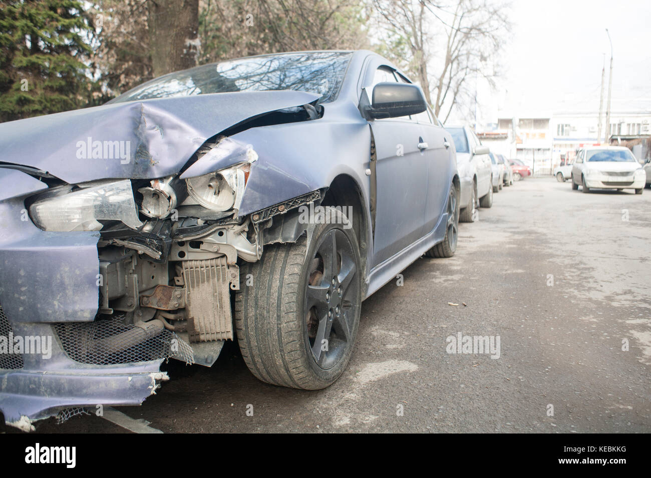 car crash accident on street, damaged automobiles after collision in ...