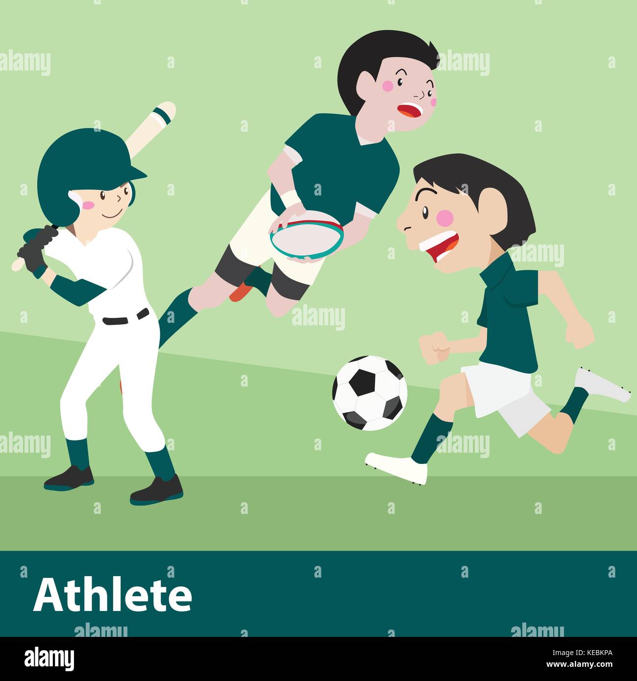 Athletic sport vector cartoon illustration set Stock Vector