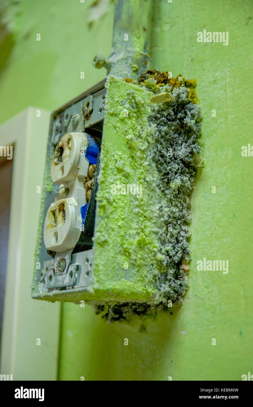 QUITO, ECUADOR NOVEMBER 23, 2016 Rusted Power outlets, in the old