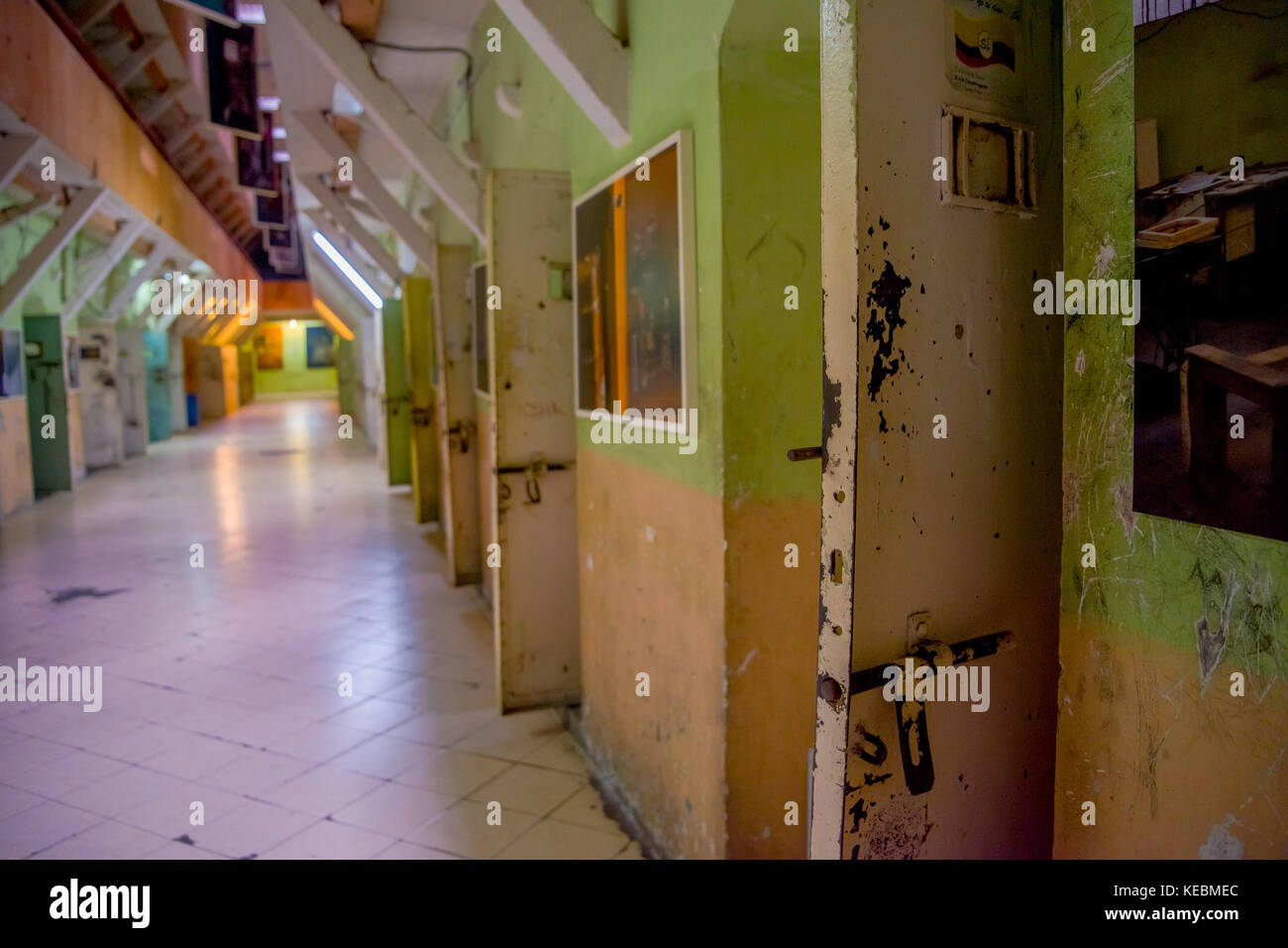 QUITO, ECUADOR NOVEMBER 23, 2016 Indoor view of old deserted rugged