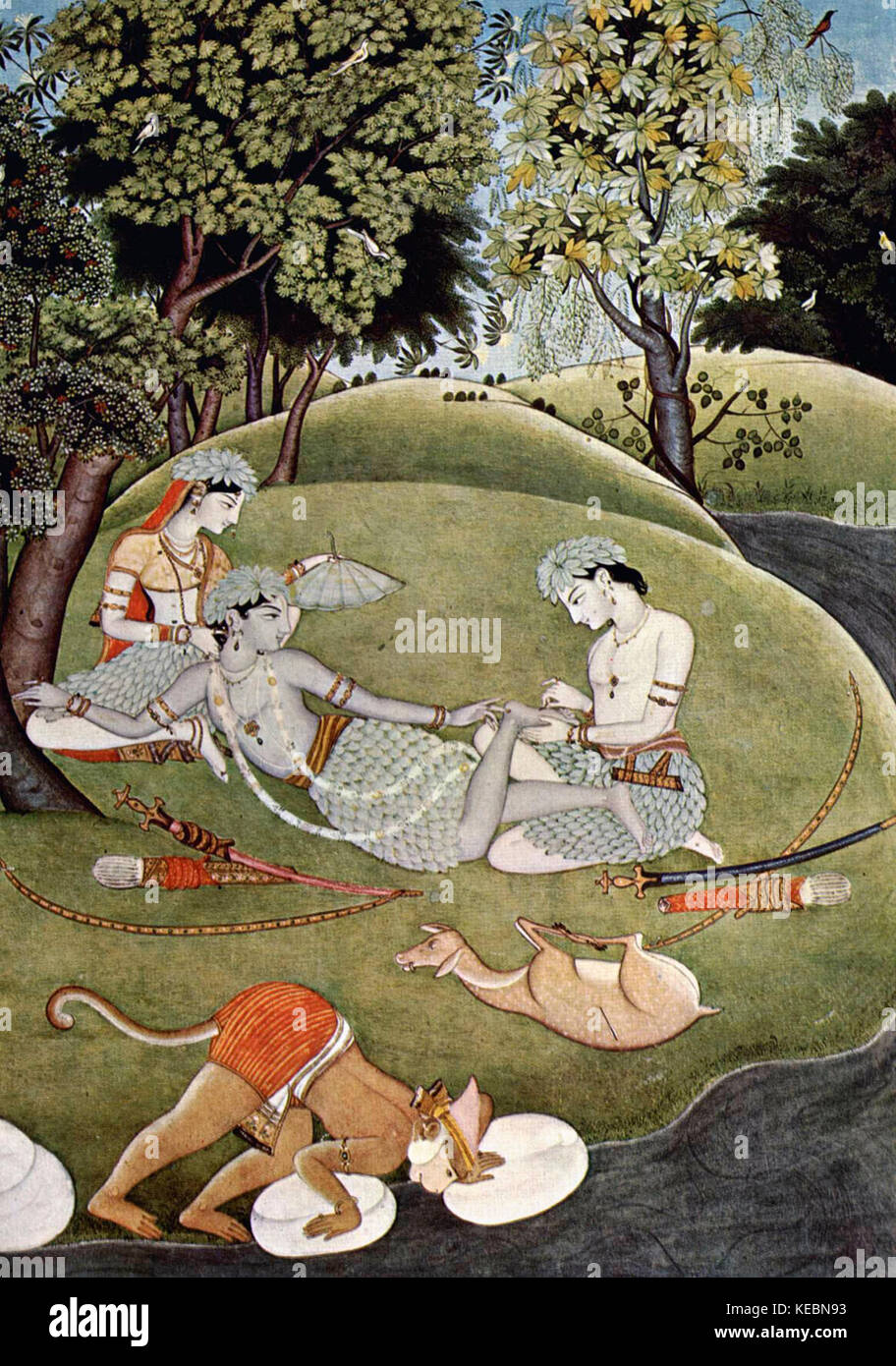 Rama and Sita in the forest from the Ramayana Stock Photo