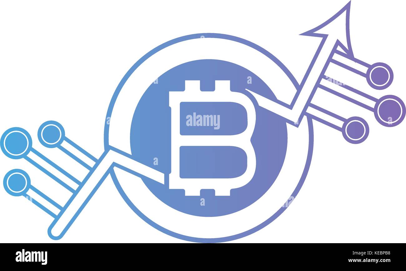 line bitcoin crytocurrency electronic money with circuits vector ...