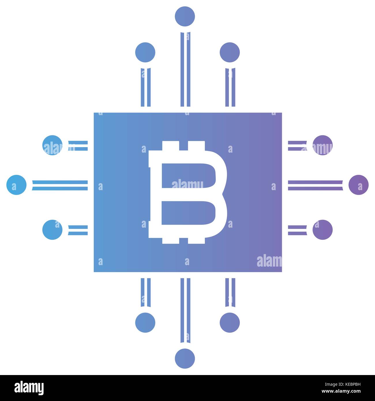 line bitcuin cube with electronic circuits vector illustration Stock ...