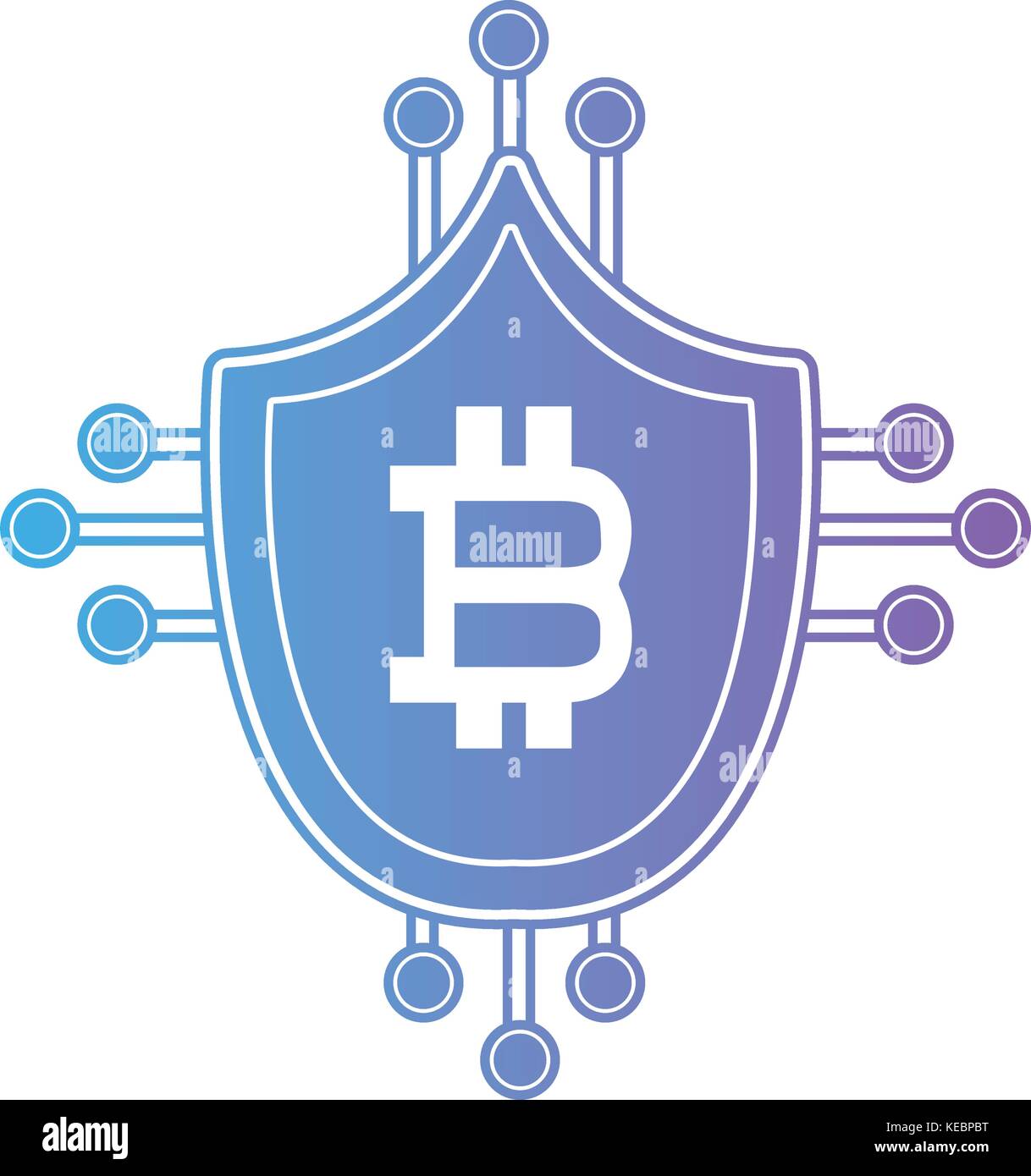 line bitcoin shield with electronic circuits vector illustration Stock ...