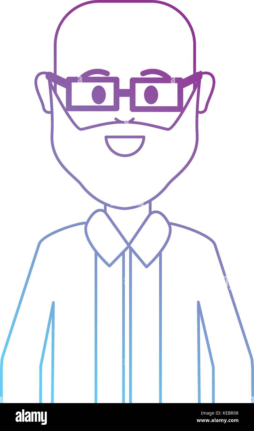 line man bald with glasses and beard Stock Vector Image & Art - Alamy
