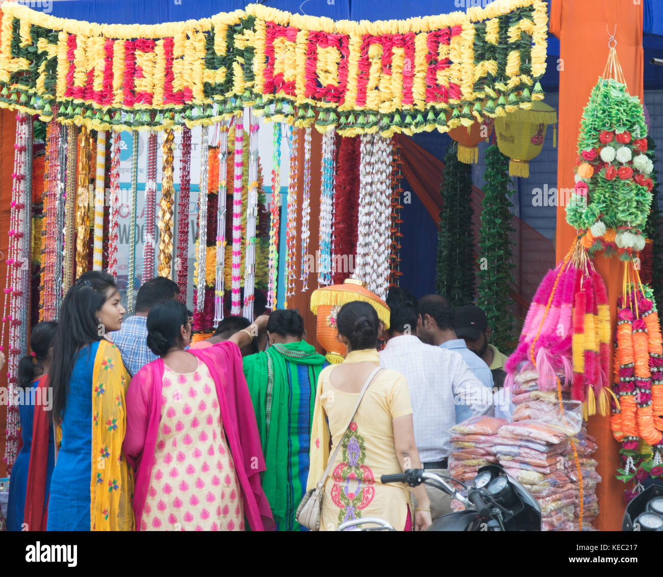 Nakodar, Panjab, India. 19th October 2017.  Diwali or the festival of lights is widely celebrated across India . It is a busy day as traders and stalls promote their goods in one of the busiest shopping days of the year. Colourful display of goods , decorations and food. Stock Photo