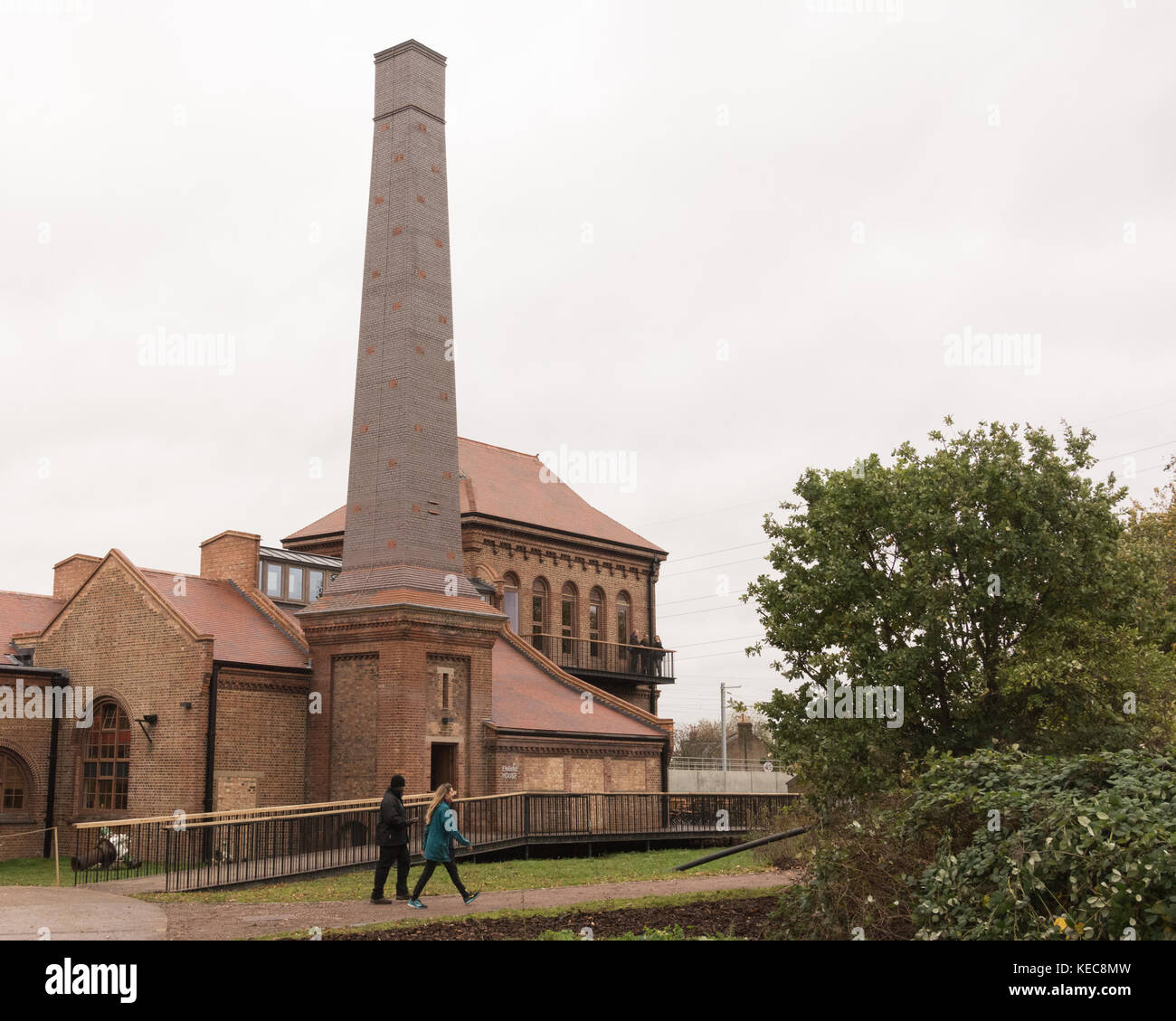Walthamstow Wetlands opens to the public for the first time. Here we see people enjoying the newly refurbished Victorian Engine House, which has become the new visitor centre and cafe.Credit: Patricia Phillips/ Alamy Live news Stock Photo
