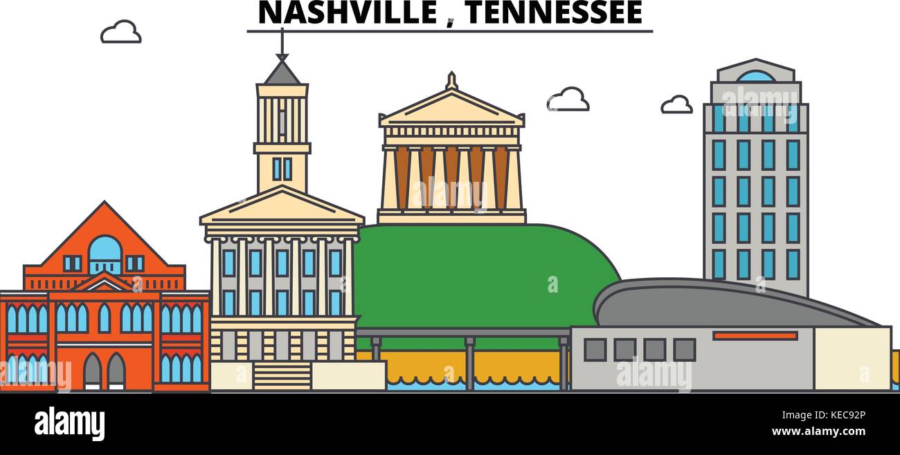 Nashville tennessee city skyline with color Vector Image