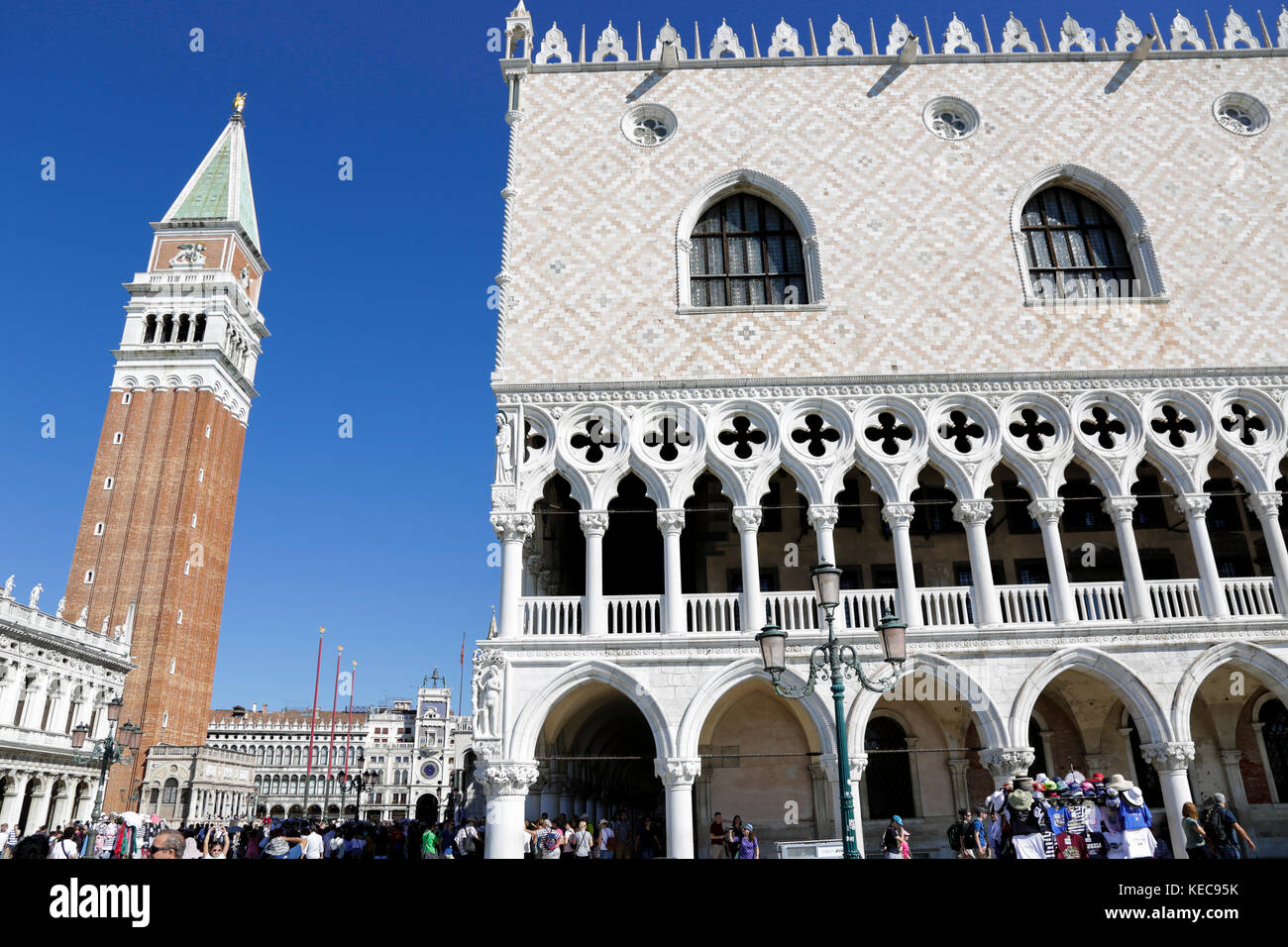 San Marco square and rialto bridge, symbol of Venice lagoon, located in