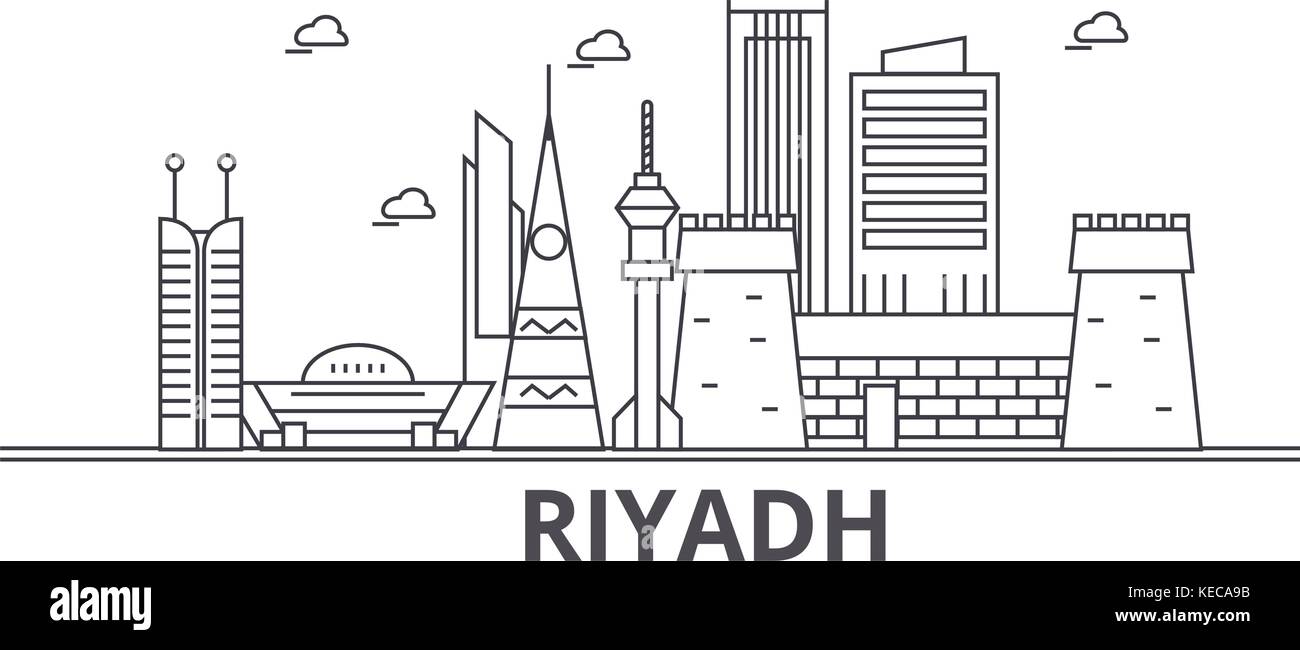 Riyadh architecture line skyline illustration. Linear vector Stock