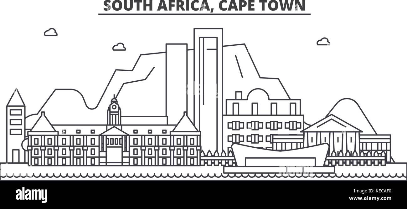 South Africa, Cape Town architecture line skyline illustration. Linear  vector cityscape with famous landmarks, city sights, design icons.  Landscape wtih editable strokes Stock Vector Image & Art - Alamy