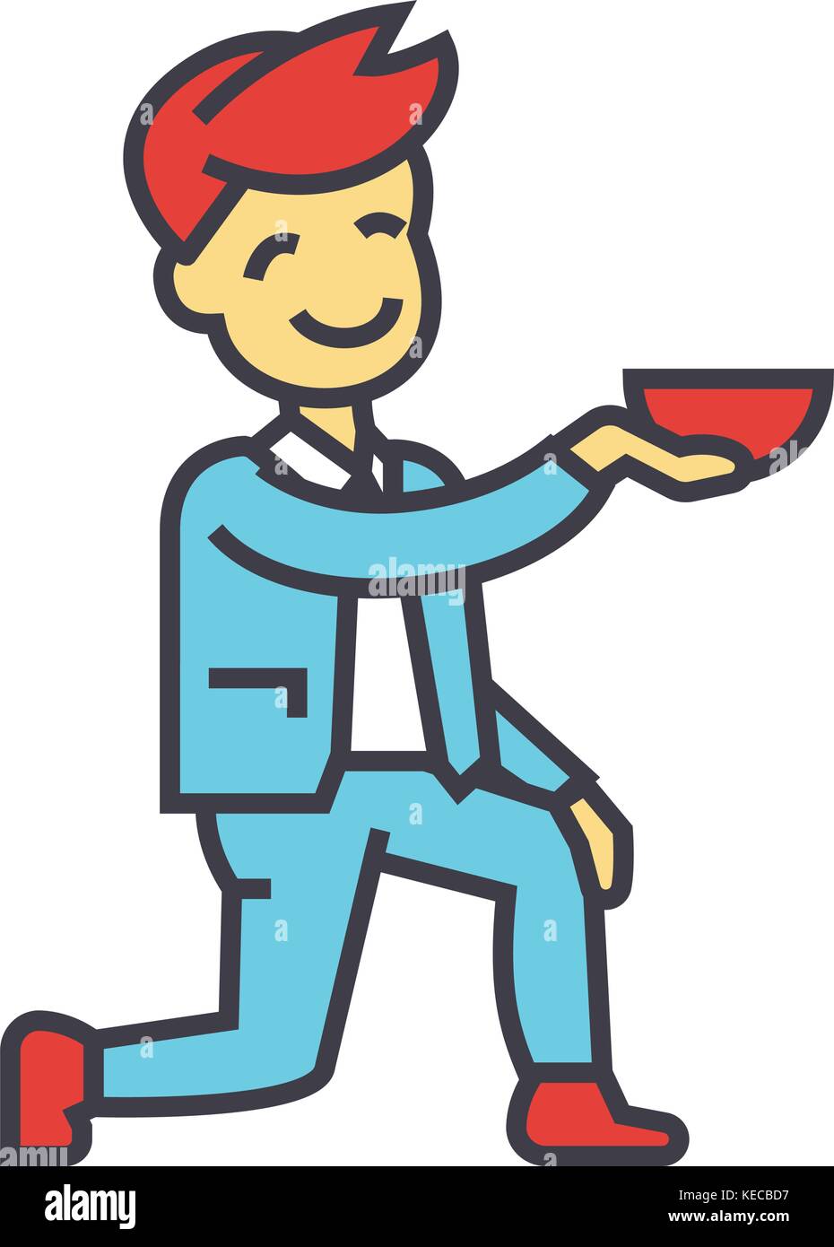 Man gets down on one knee, wedding agreement concept Stock Vector Image ...