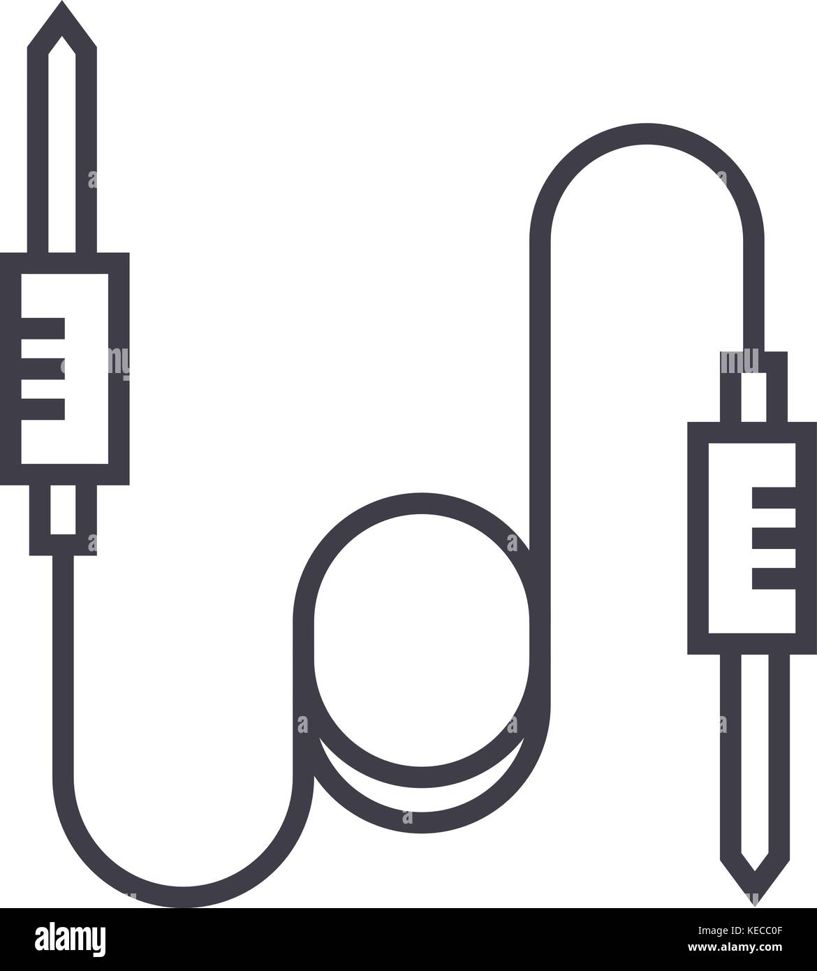 sound cables vector line icon, sign, illustration on background ...