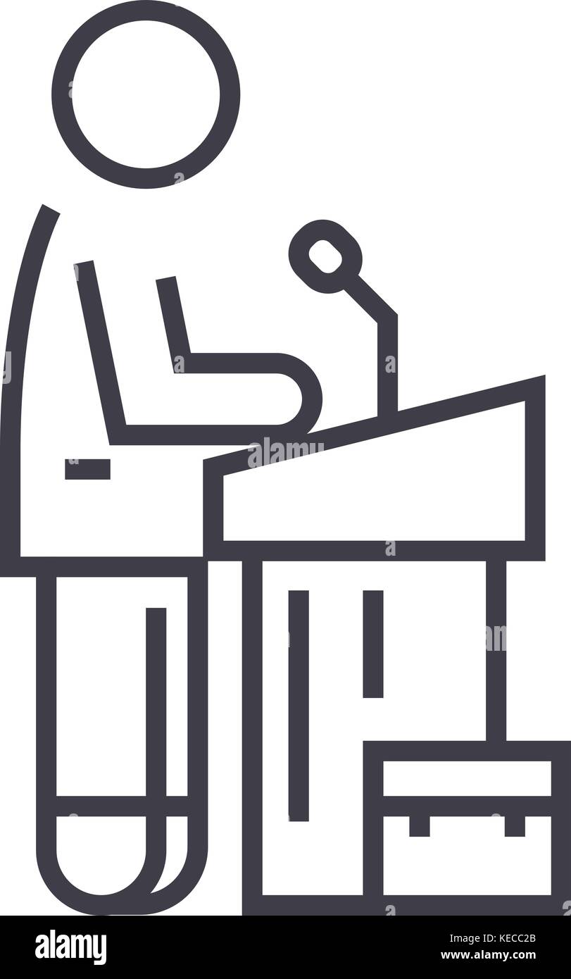 speech instructor,lecturer vector line icon, sign, illustration on ...