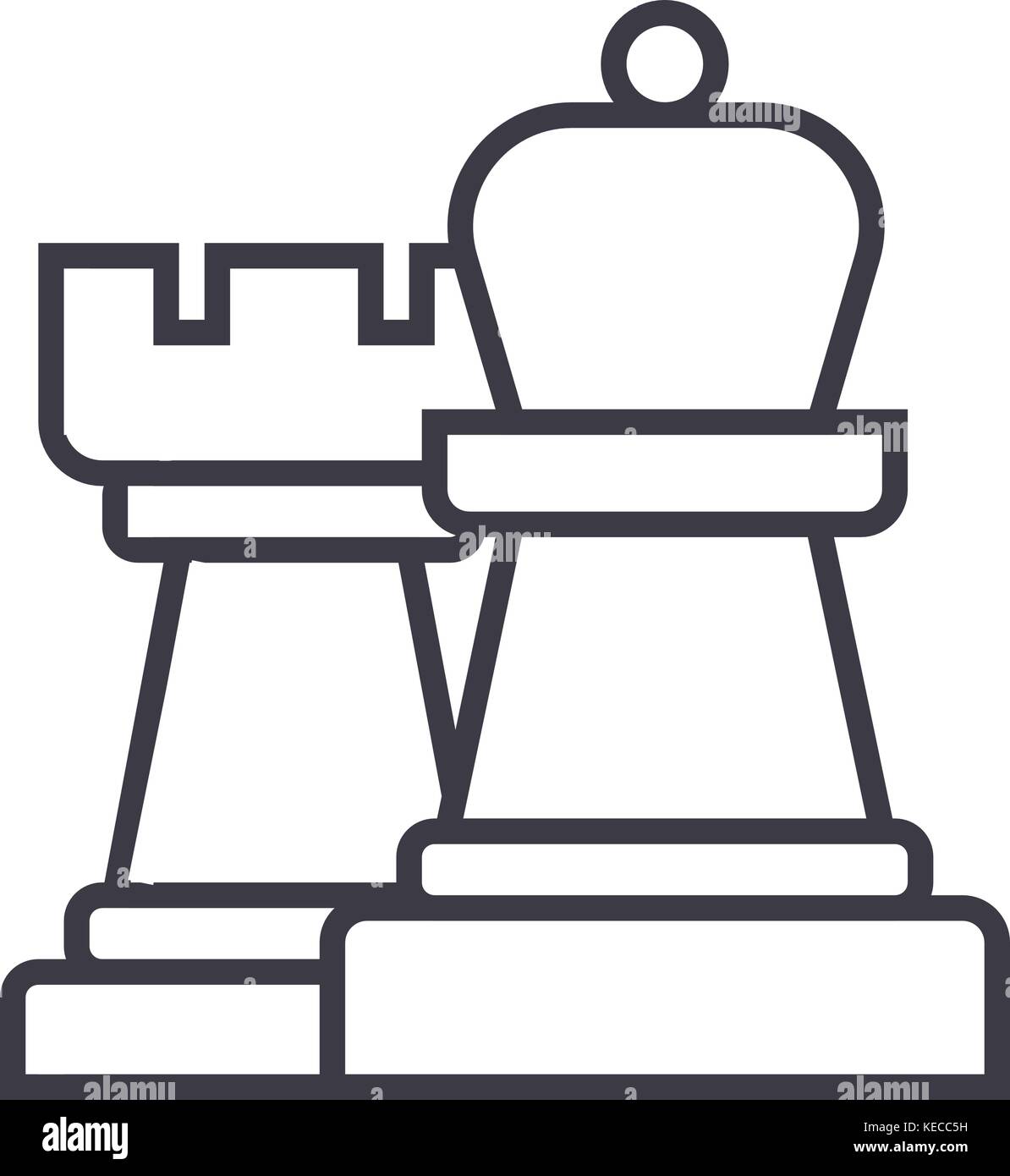 strategy,chess vector line icon, sign, illustration on background ...