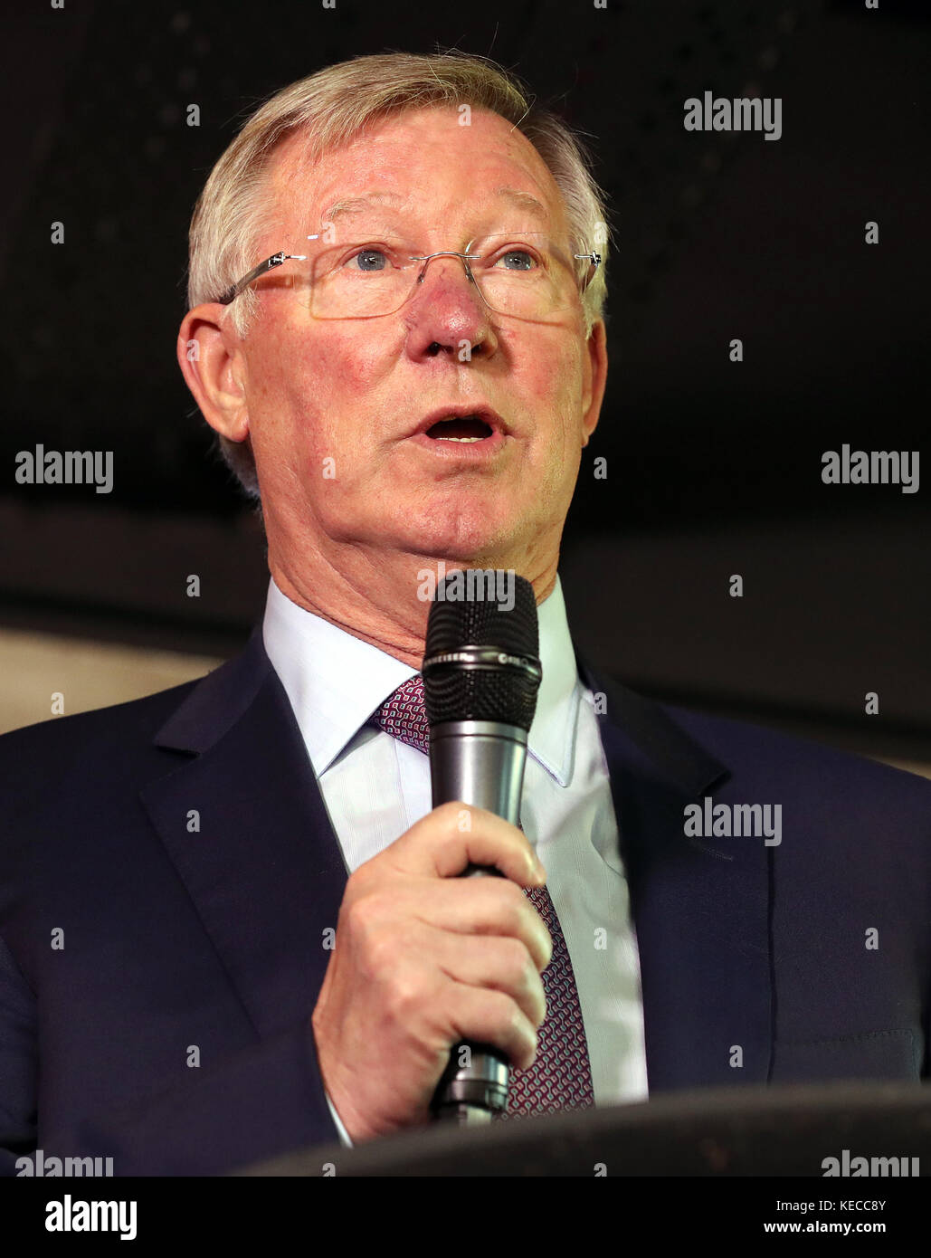 Sir Alex Ferguson speaks during the announcement that Salford City's