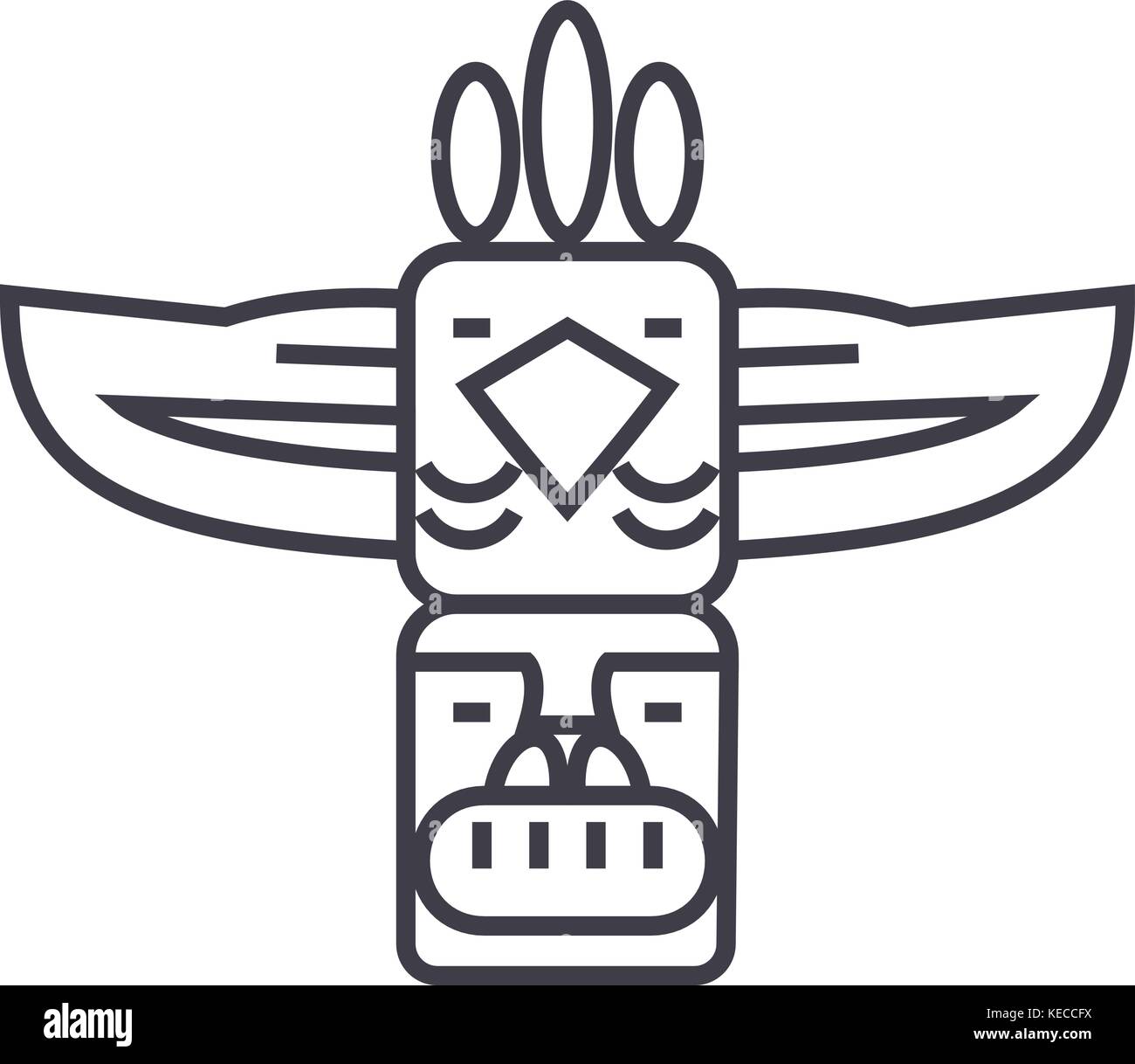 totem,native american vector line icon, sign, illustration on ...