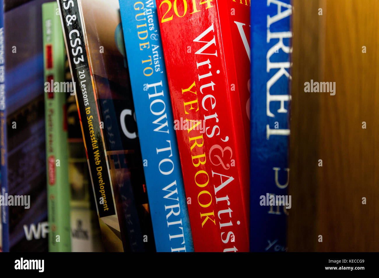 Educational Books On A Shelf With The Focus On Writers - 