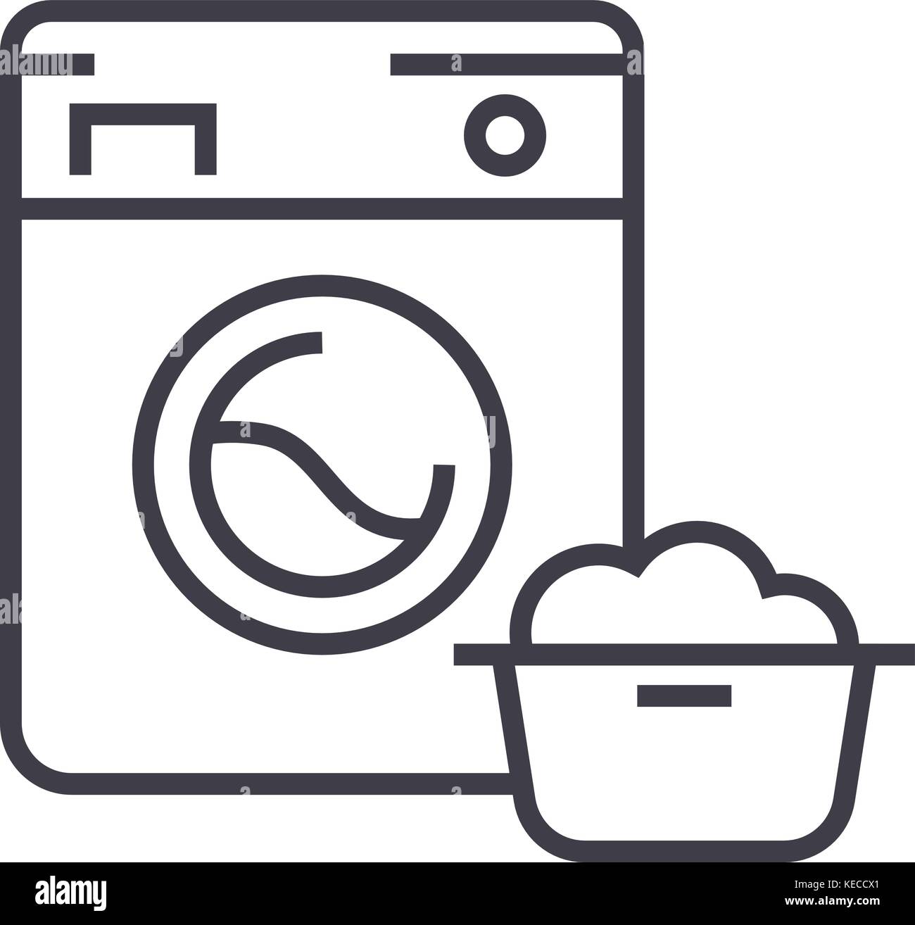 washing machine,laundry service vector line icon, sign, illustration on ...
