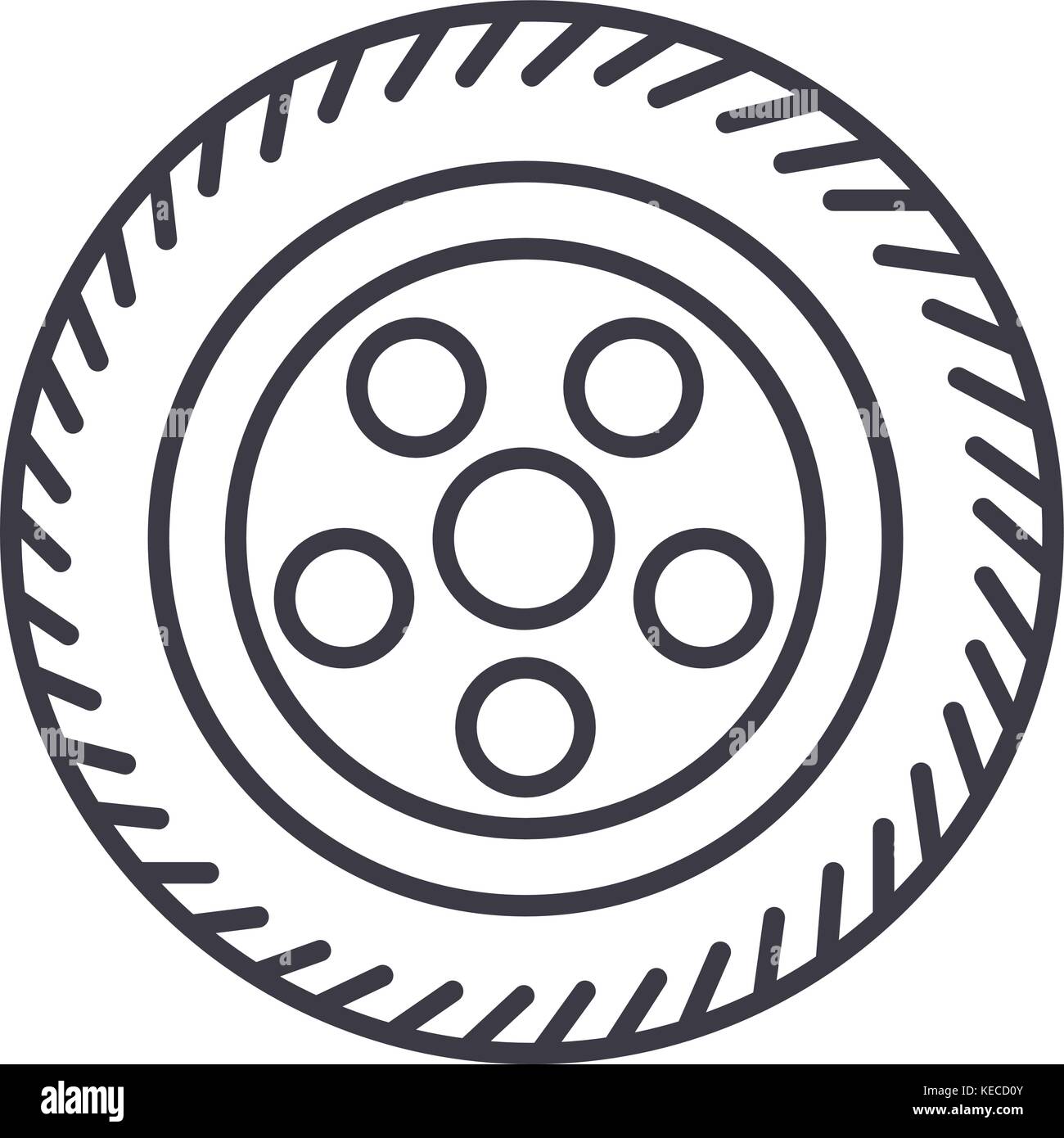 wheel car vector line icon, sign, illustration on background, editable ...