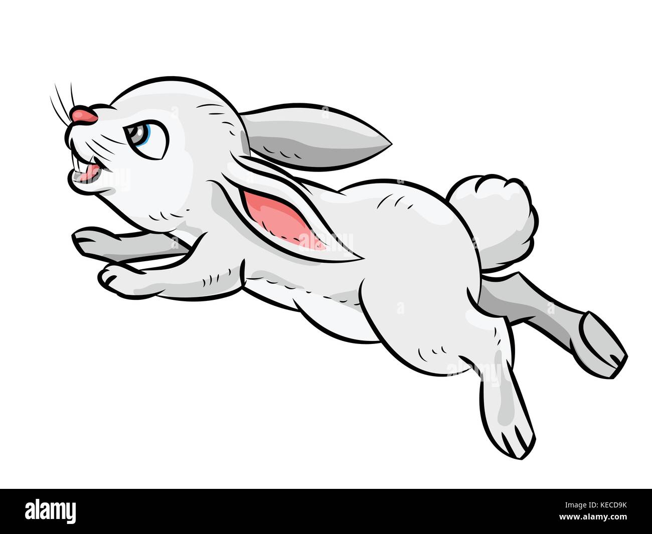Illustration of Jumping smile Rabbit Isolated on white background. Children's illustration. Vector. Stock Vector