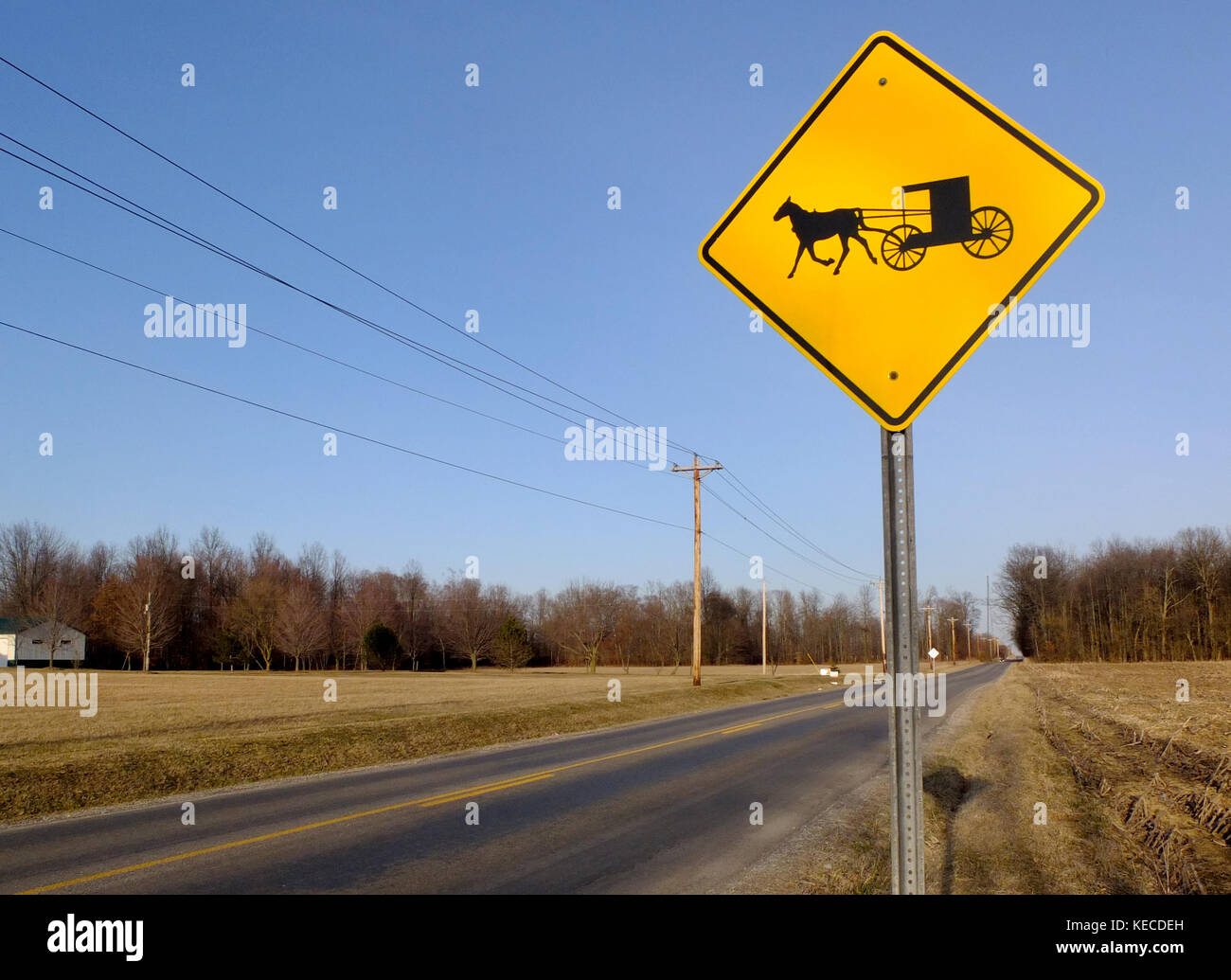 Amish carriage sign in Amish Country, Ohio Stock Photo