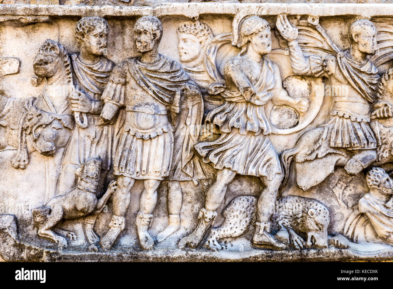 Bas relief sculpture ancient roman soldiers hi-res stock photography