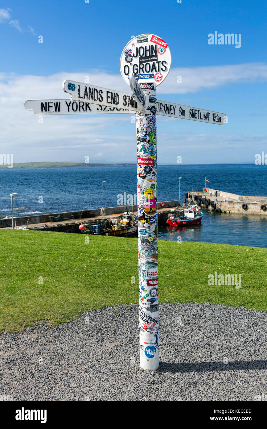 John O'Groats Sign, Scottish Highlands, Scotland, UK. Stock Photo