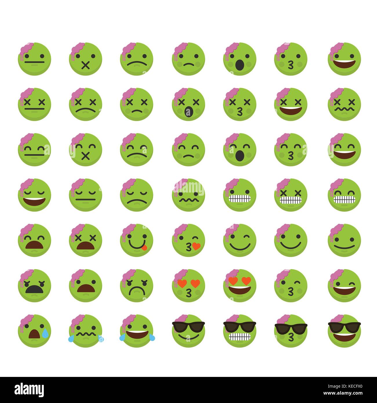 Set of emoji zombie halloween emoticon character faces Stock Vector Art & Illustration, Vector