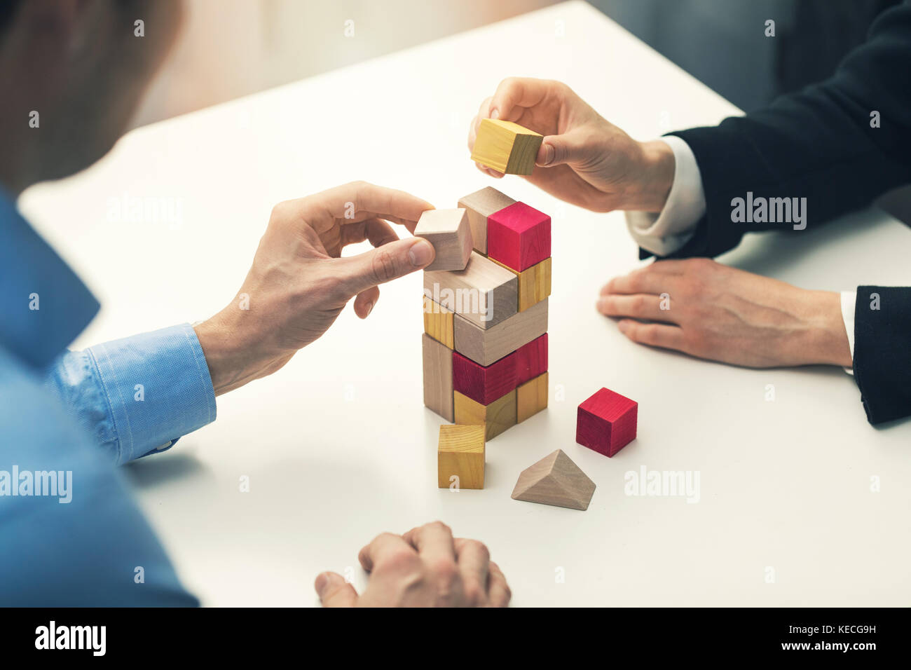 business cooperation and partnership concept - businessmen working together Stock Photo