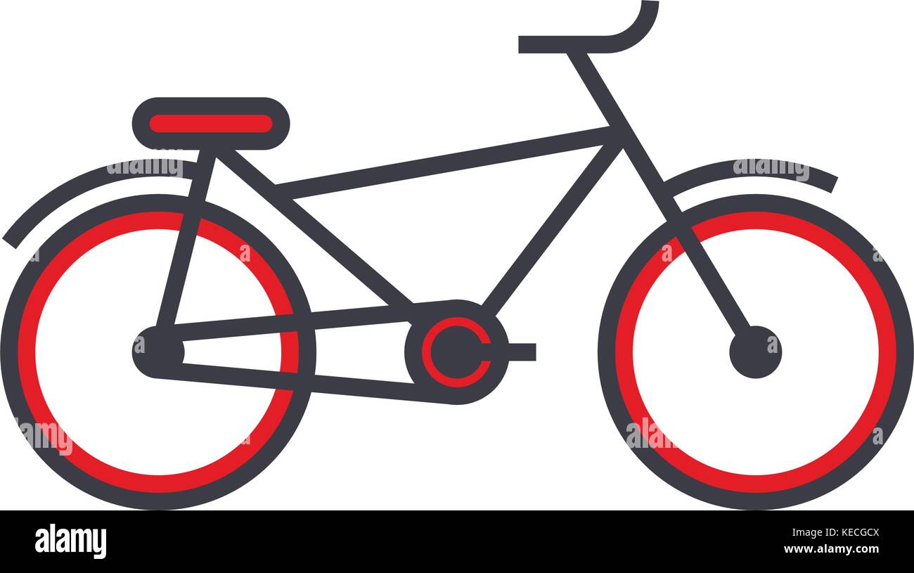 Bicycle flat line illustration, concept vector isolated icon Stock ...