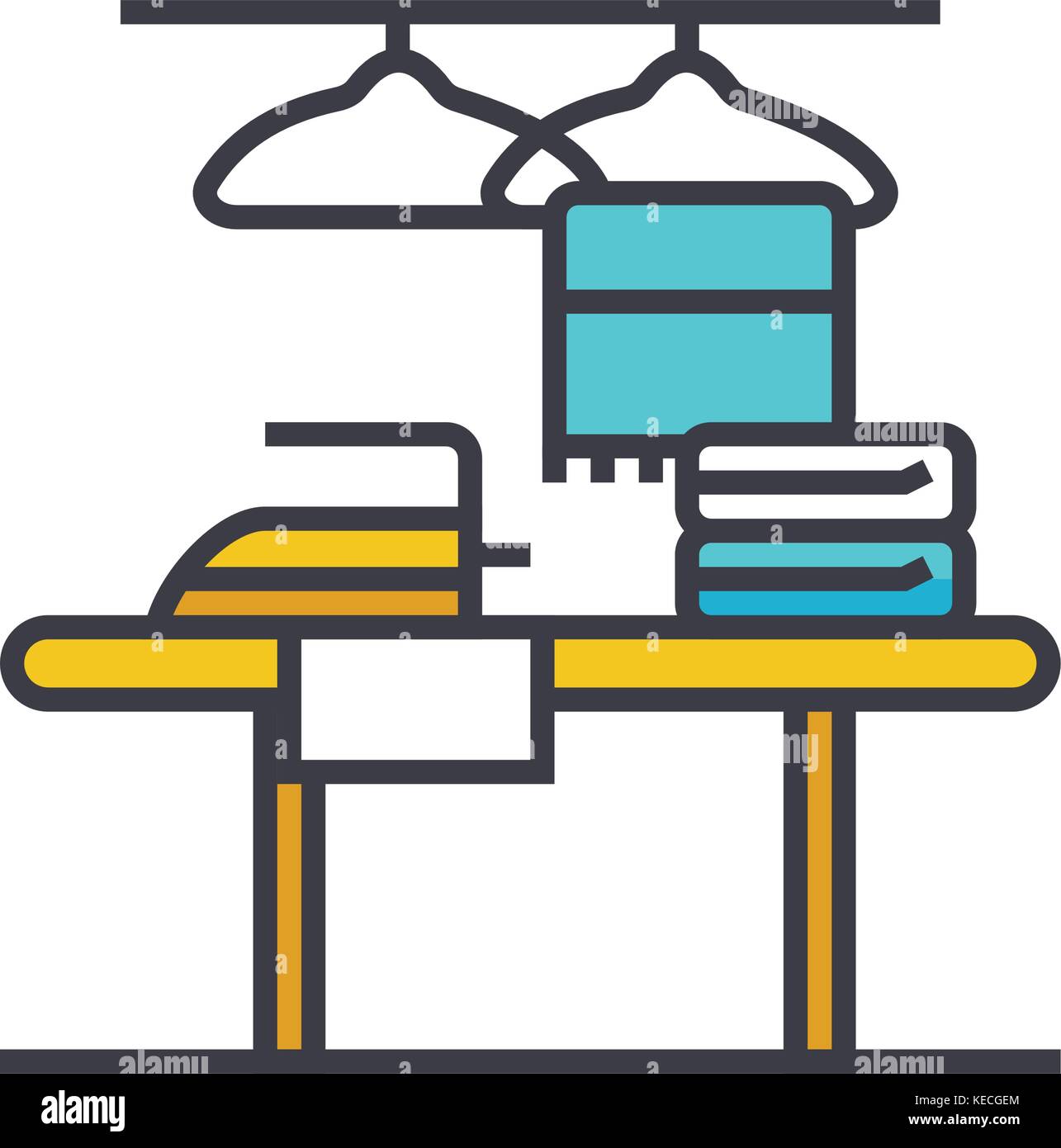 Cleaning service flat line illustration, concept vector isolated icon ...