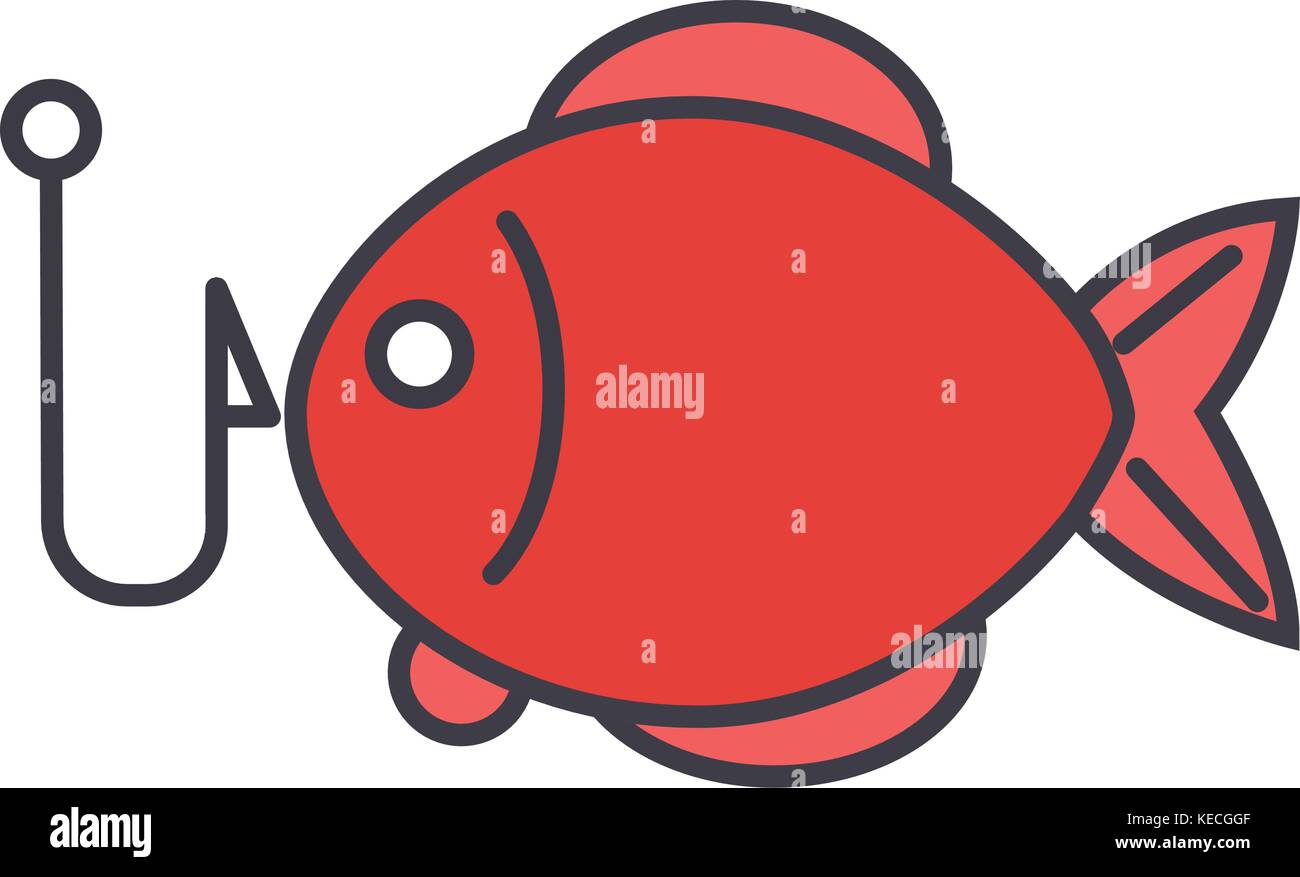 Fishing, fish flat line illustration, concept vector isolated icon ...