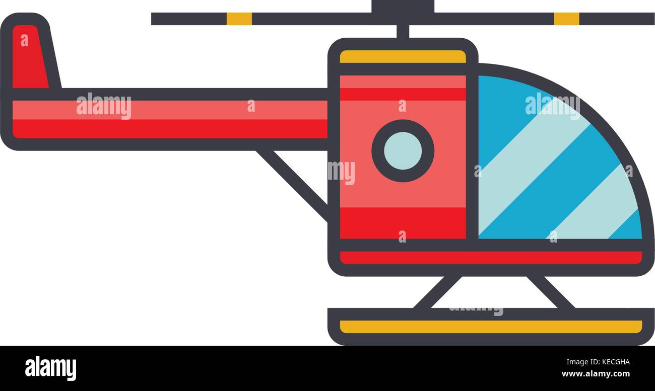 Helicopter flat line illustration, concept vector isolated icon Stock ...