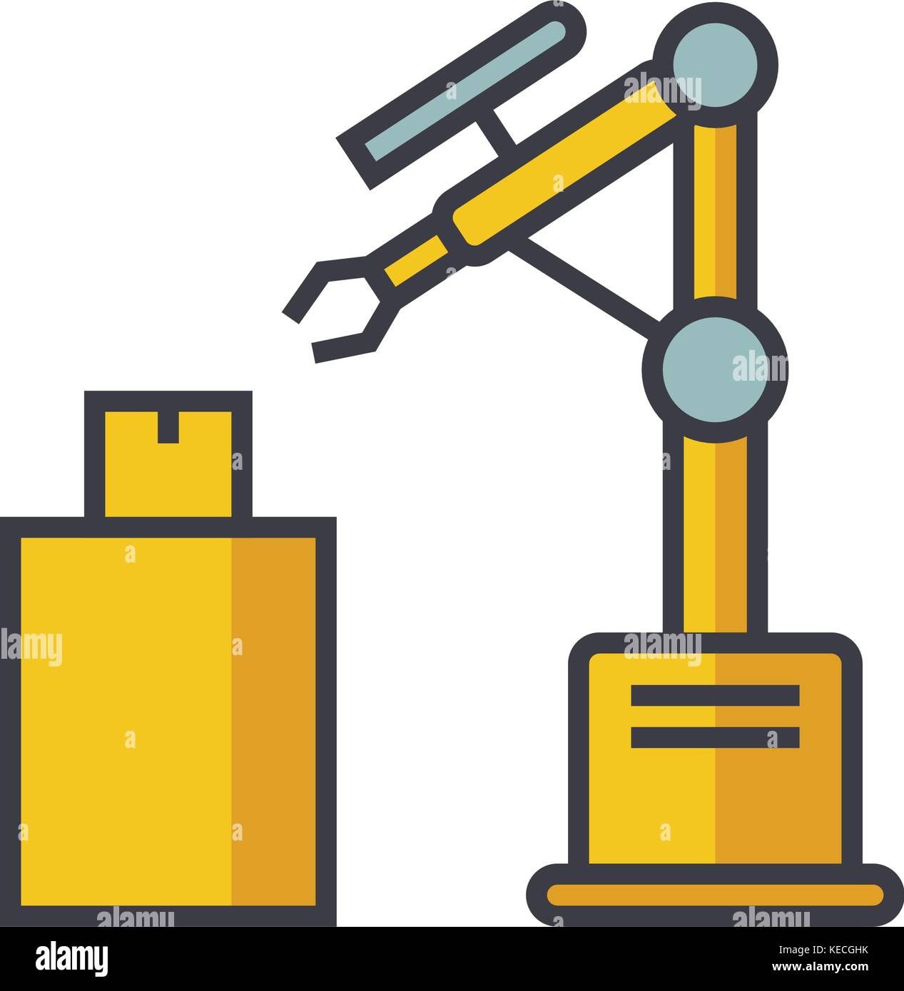 Industrial robot laser flat line illustration, concept vector isolated icon  Stock Vector