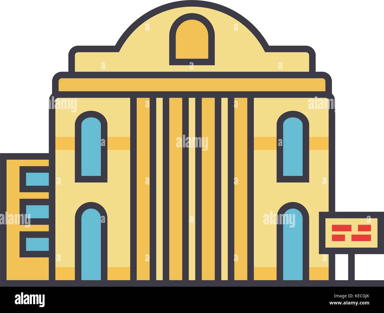 Museum flat line illustration, concept vector isolated icon Stock ...