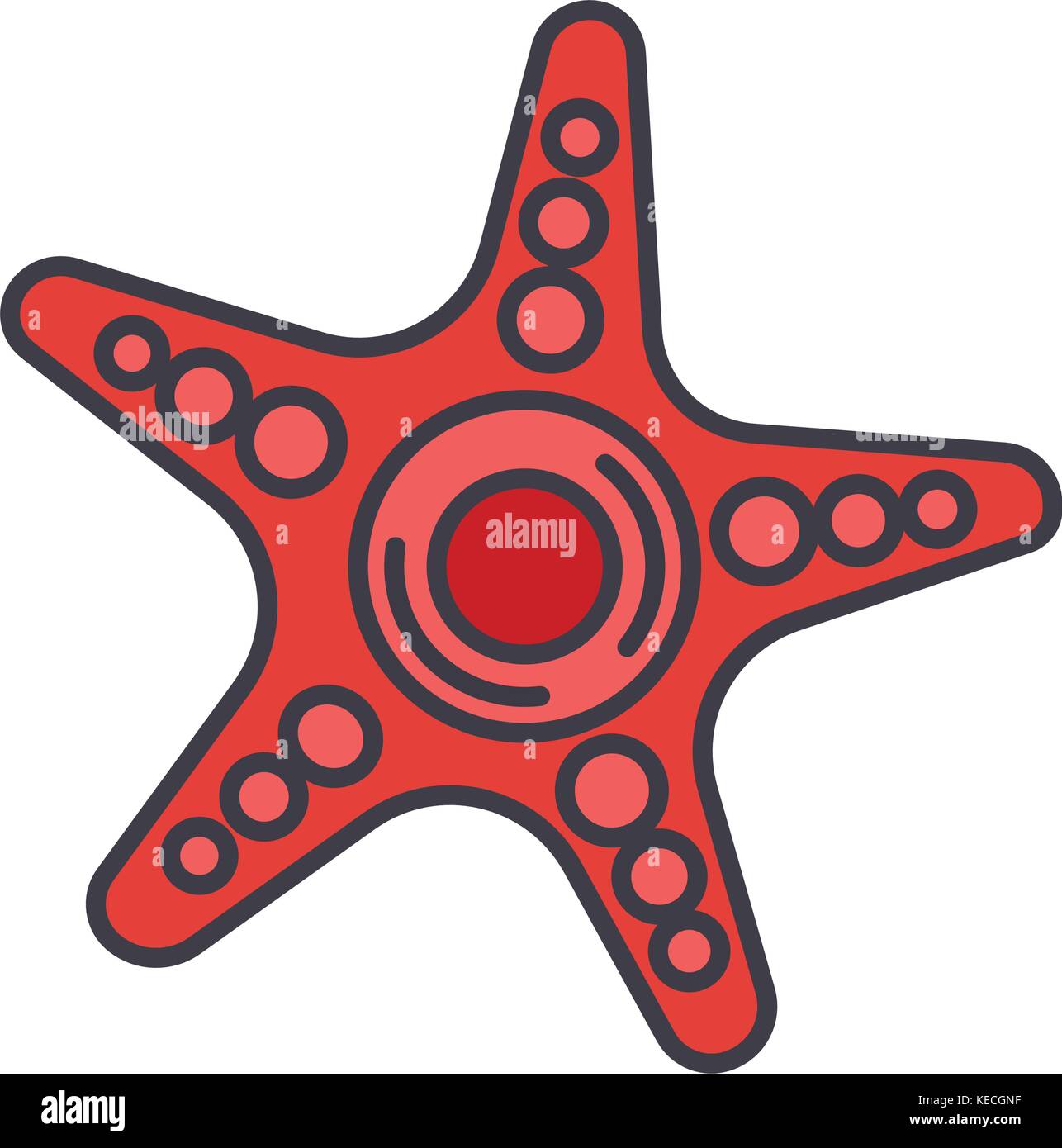 Starfish flat line illustration, concept vector isolated icon Stock ...