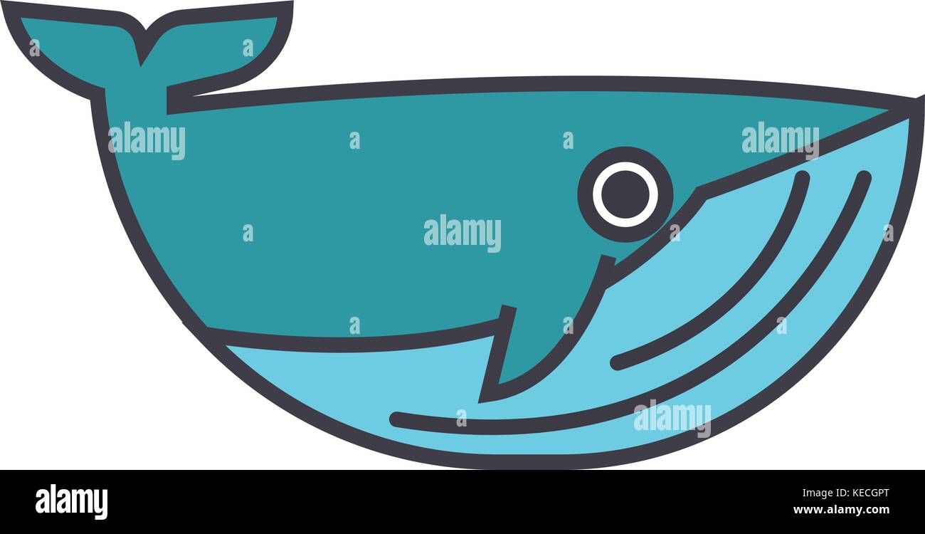 Whale flat line illustration, concept vector isolated icon Stock Vector ...