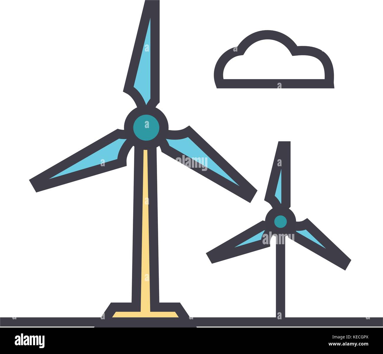 Wind turbine flat line illustration, concept vector isolated icon Stock ...